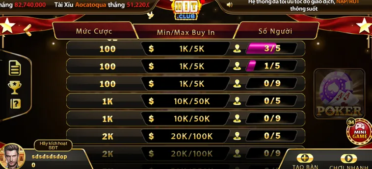 Chinh Phục Đỉnh Cao Poker Tại HitClub Đấu Trường Chiến Thuật Thắng Lớn Mỗi Ngày