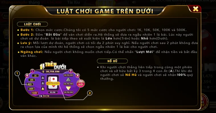Hướng Dẫn Chơi Minigame Trên Dưới Tại HitClub Thắng Lớn Mỗi Ngày